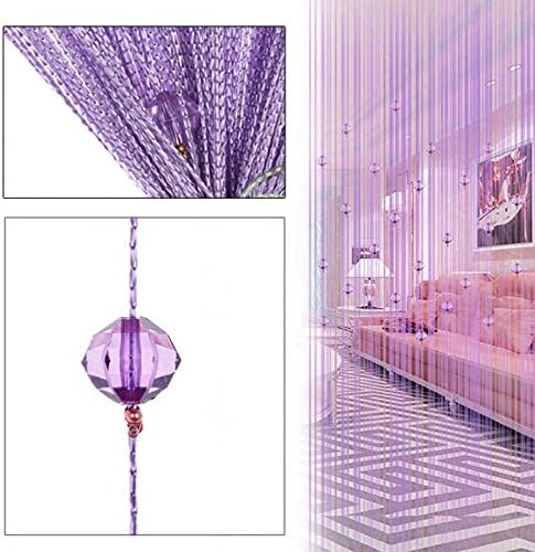 1pcs Decorative String Beads Curtain Wall Panel Fringe Room Door Window Shutters Divider Blind Jabots Panels Scarves Sheers Swags Tiers Valances (Light purple)