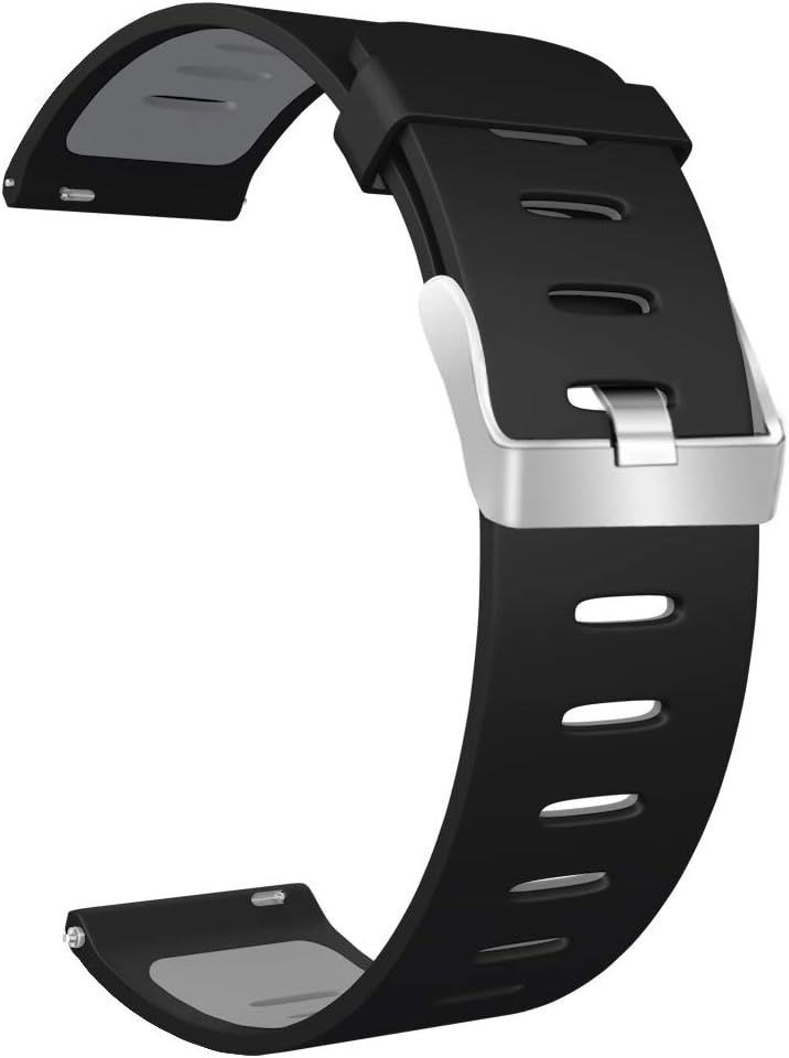 DOMESKIN Universal Watch Band 22mm Soft Silicone Universal Watch Strap Bands Replacement Wristband forSamsung Gear S3 46MM/Huawei Watch gt2/gt .Women Men (Black+Grey, 22mm)