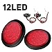 AMBOTHER 4'' Round 12-LED Truck Trailer Brake Stop Turn Marker Tail Light Flush Mount Back-Up Low Profile Light, Waterproof Tight Sealed Grommet Plug for RV Boat Truck Trailer Red DC 12V (Pack of 2)