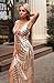 Miss ord Women's Sleeveless V Neck Sequined Maxi Prom Dress with Side Split Medium Gold