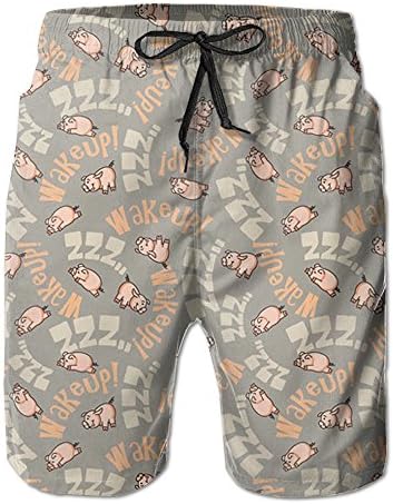 Vdha Summer Mens Bathing Swim Wear Boardshorts Pig Printing Tropical Beach Shorts With Pocket XXL