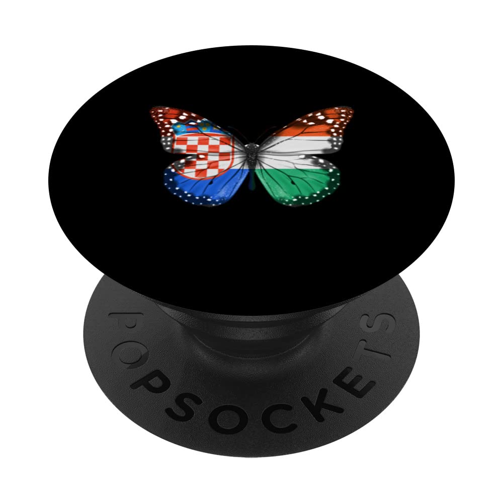 Croatian Hungarian Flag Butterfly PopSockets Swappable PopGrip