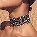 Hunputa Luxury Women Crystal Rhinestone Full Diamonds 3 Layers Collar Wide Choker Necklace Jewelry Gift (Black)