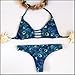 Sexybody Printing Push Up Top & Triangle Bottom Women Swimwear Bikini Green Small