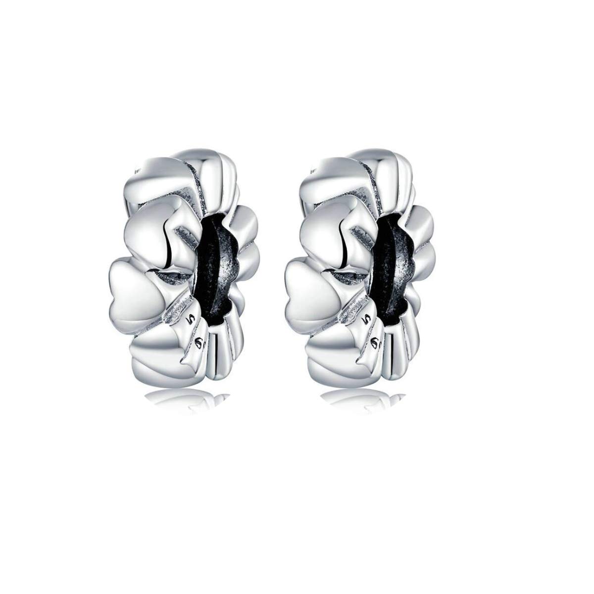 ZiNuo Charm Beads 925 Sterling Silver I Love You Forever Charms 2PC Stoppers Beads Spacer Charms for Pandora Bracelet (Heart)