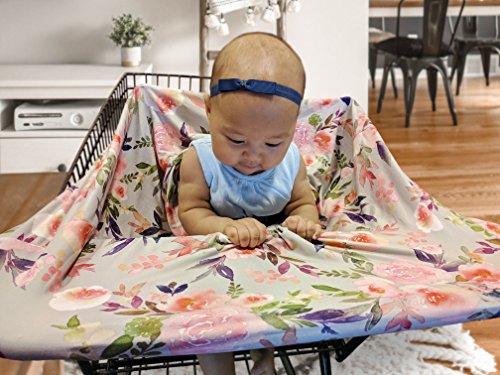 Premium Soft, Stretchy, and Spacious 4 in 1 Multi-Use Cover for Nursing, Baby Car Seat, Stroller, Scarf, and Shopping Cart - Best Gifts by Pobibaby (Grace)