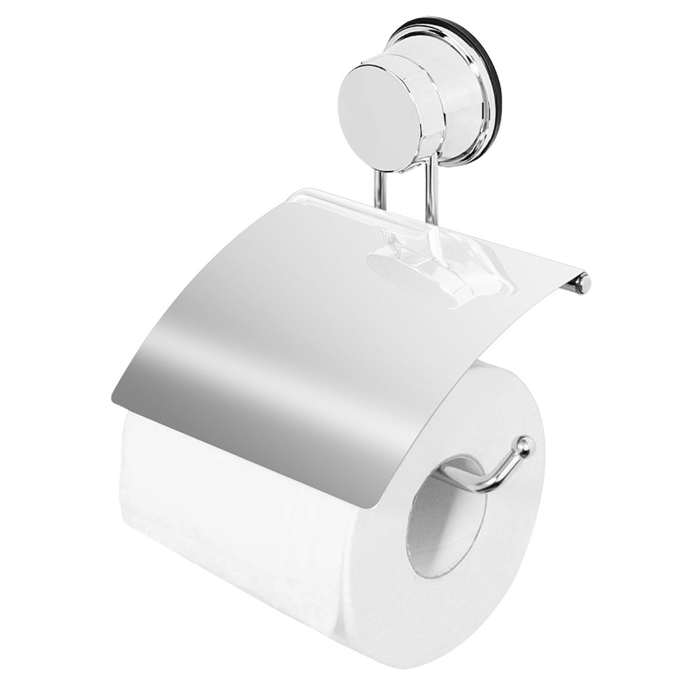 Etzion Toilet Paper Holder with Suction Cups, Stainless Steel Removable Roll Paper Holder Suction Cups Holder with Waterproof Panel