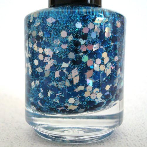 Shark Nail Polish - Blue Silver Glitter Nail Polish by Rainbow Polish