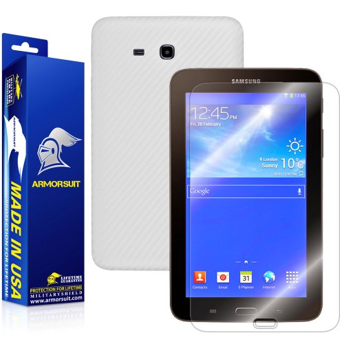 ArmorSuit MilitaryShield - Samsung Galaxy Tab 3 Lite 7" Screen Protector + White Carbon Fiber Full Body Skin Protectorw/ Lifetime Replacements