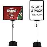 BUTUNITA Sign Holder Stand, 8.5x11 Inch Adjustable Tabletop Sign Holder Floor Stand for Supermarket, Vertical&Horizontal View Displayed (Black,2Pcs)