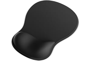 G JGOO Ergonomic Mouse Pad with Wrist Rest, Gel Mousepad with Wrist Support, Pain Relief, Black Mouse Wrist Rest with Non-Slip PU Base, Computer Mouse Pad for Laptop, Desk, Gaming, Office, Home