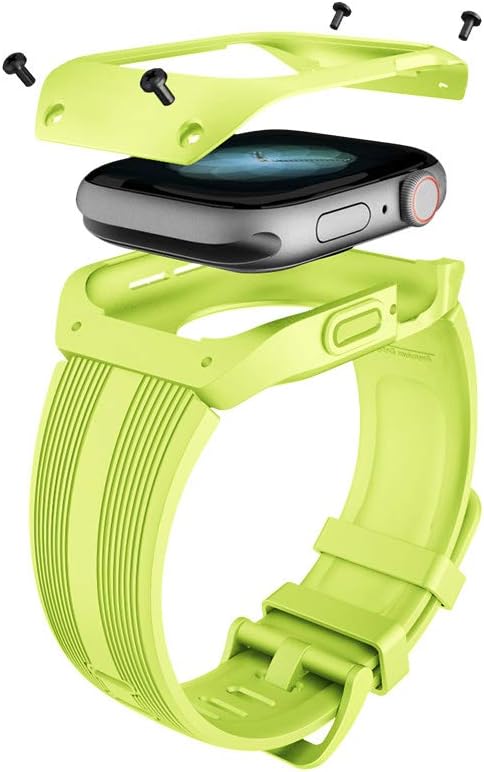Aottom Compatible for Apple Watch Strap 44mm with Case iWatch Series 6/5/4/SE Strap Women Men Liquid Silicone with Shockproof Protective Case Bumper Cover Wristband for Apple Watch SE Series 6/5/4