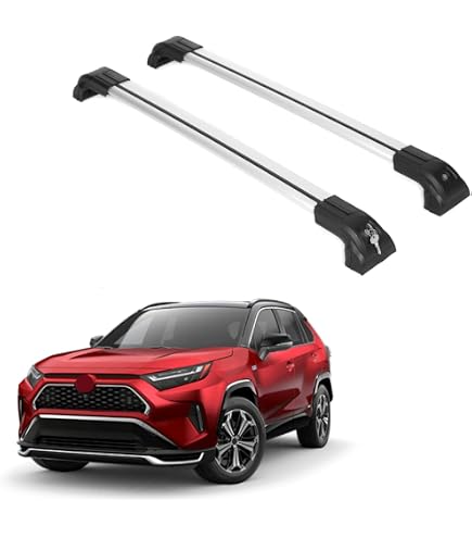 IKON MOTORSPORTS Lockable Roof Rack Cross Bars For 2019-2025 Toyota RAV4 - Aluminum Black Anti-Theft Bars (Not For Adventure/TRD/Woodland)