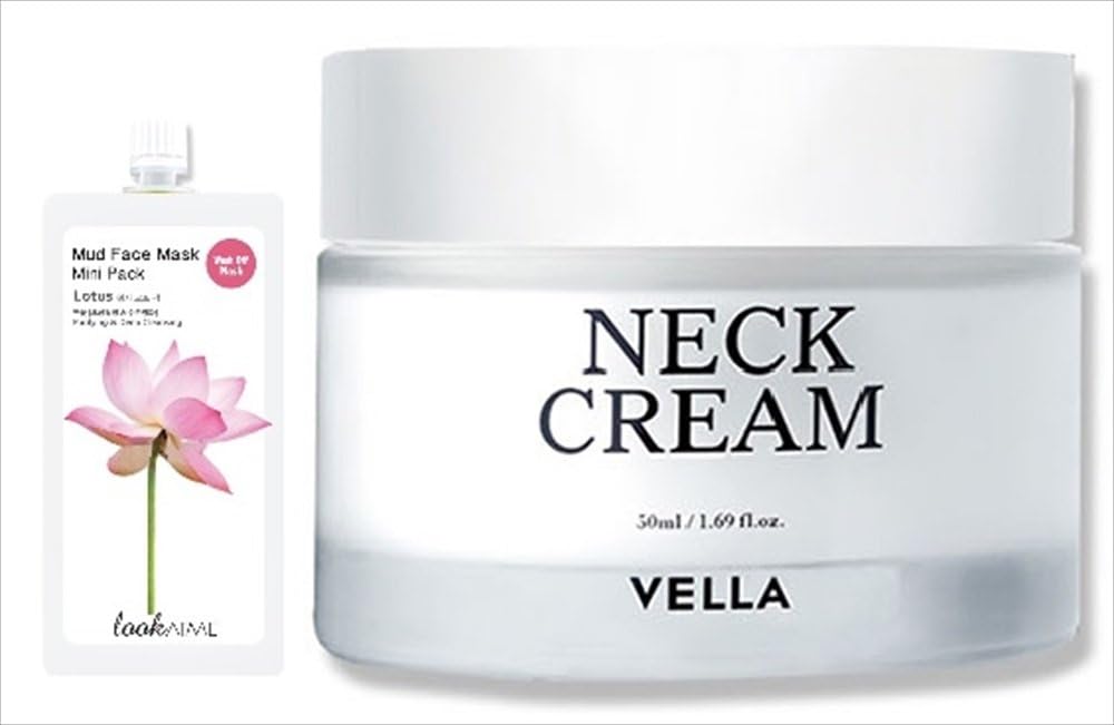 Vella Korean Natural Firming Neck Cream for Neck and Decollete Specially Formulated to Restore Firmness for a Youthful Look Bundle with 1 Free Mud Mask - 30 gm Randomly Picked Flavor
