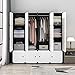 KOUSI Portable Closet Wardrobe Closets Clothes Wardrobe Bedroom Armoire Storage Organizer with Doors, Capacious & Sturdy, 10 Cubes 2 Hanging Clothes