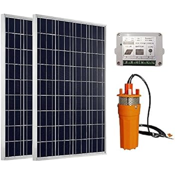 solar pump water worthy eco panel kit well 24v submersible 2pc 100w 15a controller charge deep power