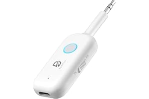 ByDiffer Bluetooth 5.2 Audio Transmitter Receiver for TV to 2 Wireless Headphones, Dual Link 3.5mm Jack AptX Low Latency Aux Bluetooth Adapter for Car, Airplane, Home Stereo (White)