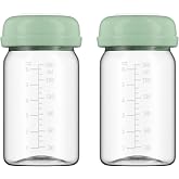 Breastmilk Storage Bottles Collection Bottles, 6oz Wide-Neck Breast Milk Container Compatible for Spectra S1 S2 SG Motif Luna Breast Pumps, Fit for Momcozy Breast Milk Cooler &amp; Fridge, 2 Packs