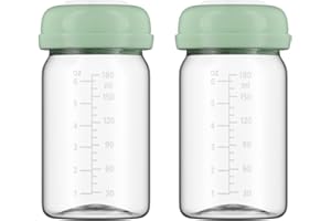 BDICOVE Breastmilk Storage Bottles Collection Bottles, 6oz Wide-Neck Breast Milk Container Compatible for Spectra S1 S2 SG Motif Luna Breast Pumps, Fit for Momcozy Breast Milk Cooler & Fridge, 2 Packs