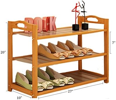 100% Natural Bamboo Shoe Rack，Shoe Organizer with Slats Design, Multifunctional Shelf &amp; Storage (3-tier 27"L x 10"W x 20.5"H)