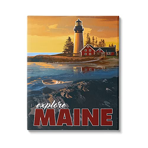 Stupell Industries Explore Maine Distant Ocean Lighthouse Beacon Travel, Design…