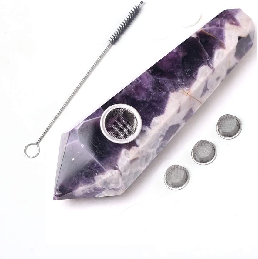 Natural Dream Amethyst Crystal Tube with 3pcs
