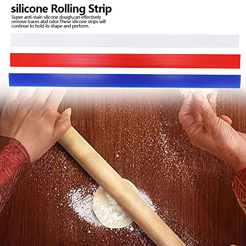 6PCS Measuring Dough Strip, 15'' Professional Silicone Guide Sticks Rolling Pin Guides
