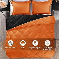 downluxe Queen Comforter Set - Orange and Black
