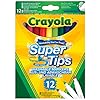 CRAYOLA SuperTips Washable Markers - Assorted Colours (Pack of 12) | Premium Felt Tip Pens That Can Easily Wash Off Skin…