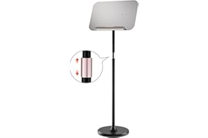 BEQUZON Portable Floor Lectern Podium Stand for Speech, Presentation, with Black Stand, Gray Board and Adjustable Height for Laptop, Book or Sheet Music