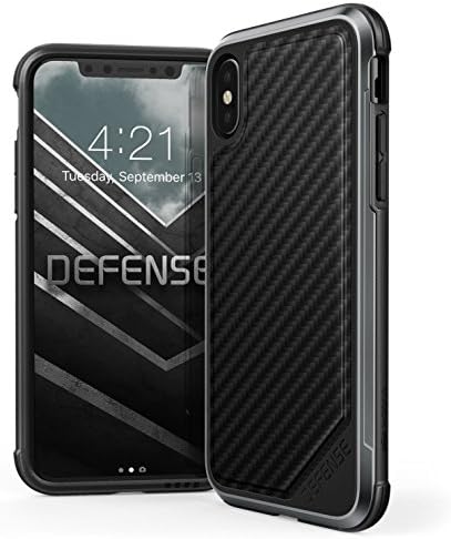 iPhone X Xs Case X-doria Carbon Fiber Leather Ballistic Nylon Aluminum Bumper Defense Lux Military Grade Case for iPhone X (Black Carbon Fiber)