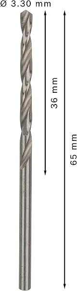 Bosch 10x PRO Metal HSS-G Twist Drill Bit Ø 3.30 mm Pack of 10 view 3
