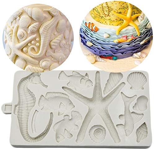 Joyglobal Silicone Sea Creatures Sea Horse Shell Starfish Fondant