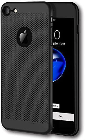 iPhone 7 Case, GOTITENI Stylish Ultra Slim Lightweight Case, Fingerprint Resistant with Heat Losing Breathable Holes Snug Fit Cover for Apple iPhone 7, Black