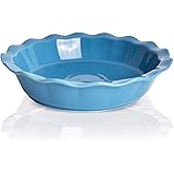 Bosmarlin Ceramic Pie Pan, 9 Inches Pie Dish, 50 oz, Pie Plate for Baking, Microwave, Oven Safe and Dishwasher safe (Cerulean