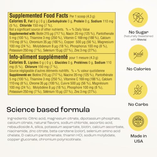 KEY NUTRIENTS Multivitamin Electrolytes Powder Sugar Free - Refreshing Lemonade Electrolyte Powder - Sodium & Energy Supplement - Hydration Powder - No Calories - 4.3 g x 90 Servings