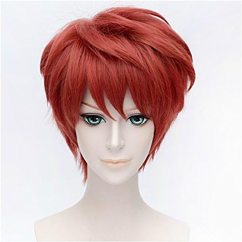 Flovex Short Straight Anime Cosplay Wigs Natural Sexy Costume Party Daily Hair (Red 1)