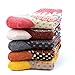 Xuanf 5Pack Womens Vintage Thick Knit Warm Casual Wool Crew Winter Socks,Multicolor (Multicolor-2)