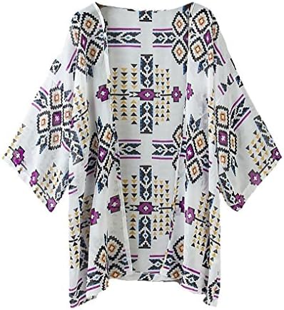 Akery Women's Beach Cover Up Chiffon Diamond Lattice Print Kimono Cardigan/Beach Dress