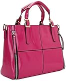 Heshe 2015 Waxy Vintage Classic Fashion Women's Designer Tote Top-handle Purse Cross Body Shoulder Bag Handbag (Rose)