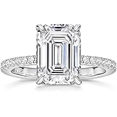 Michooyel 4ct Emerald Cut Cubic Zirconia Engagement Rings For Women D Color VVS Wedding Ring Promise Ring Sterling Silver Women's Ring