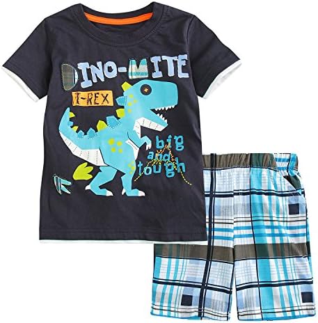 Sladatona Little Boys' Cotton Clothing Short Sets Summer Cotton Shirts Pants Toddler Clothes