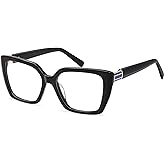 AMOMOMA Oversized Square Reading Glasses for Women,Trendy Blue Light Computer Reader Frame AM6201