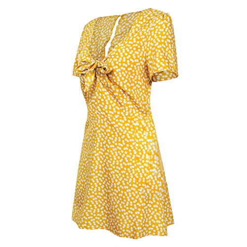 Women Sexy Mini Dresses,Lady Boho Short Sleeves V-Neck Short Dresses Beach Sun Dresses Club Dresses Summer Dresses