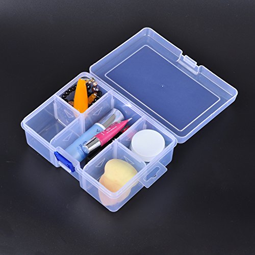 Pack of 4 Plastic Storage Box with Adjustable Dividers for Beads, Jewelry,Tools and Fishing Lures(2pc Organizer Box with 15 Grids & 2pcs Box with 6 Grids) - Thumbnail 4