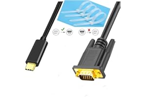 IOSSIOPPIA USB C to VGA Cable USB Type-C 3.1 to VGA Adapter USB C Male to VGA Male high-Definition Conversion Connection Cabl