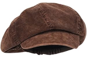 YM YOUMU Japanese Oversized Corduroy Newsboy Hats for Women Vintage Unisex Paperboy Painter Beret Cap