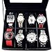 Ikee Design Deluxe Black Faux Leather Watch Case(8 Watches)