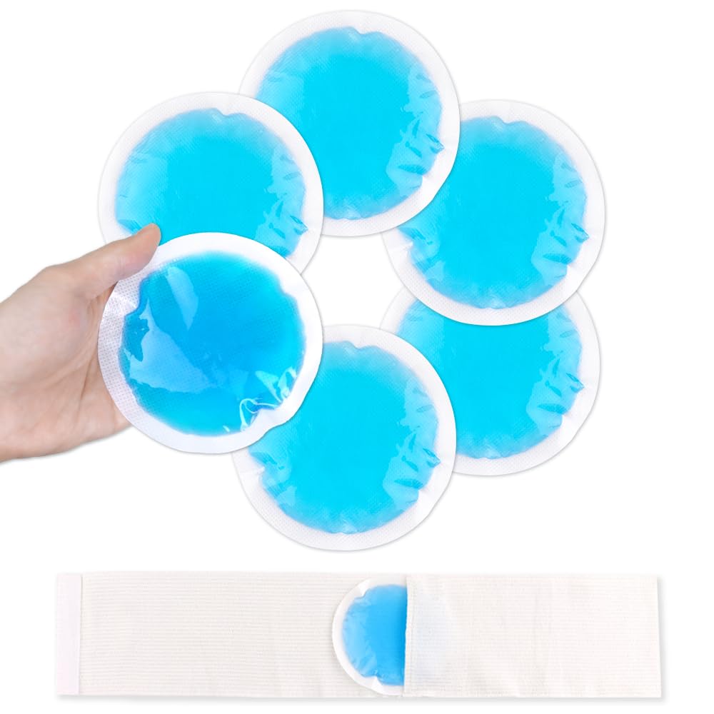 Photo 1 of NEWGO Small Ice Packs for Injuries, 6 Pack Round Ice Packs for Face, Hot and Cold Gel Ice Pack Circular Cold Compress with Cloth Backing & Sleeve for Pain Relief, Toothaches, Breast Surgery