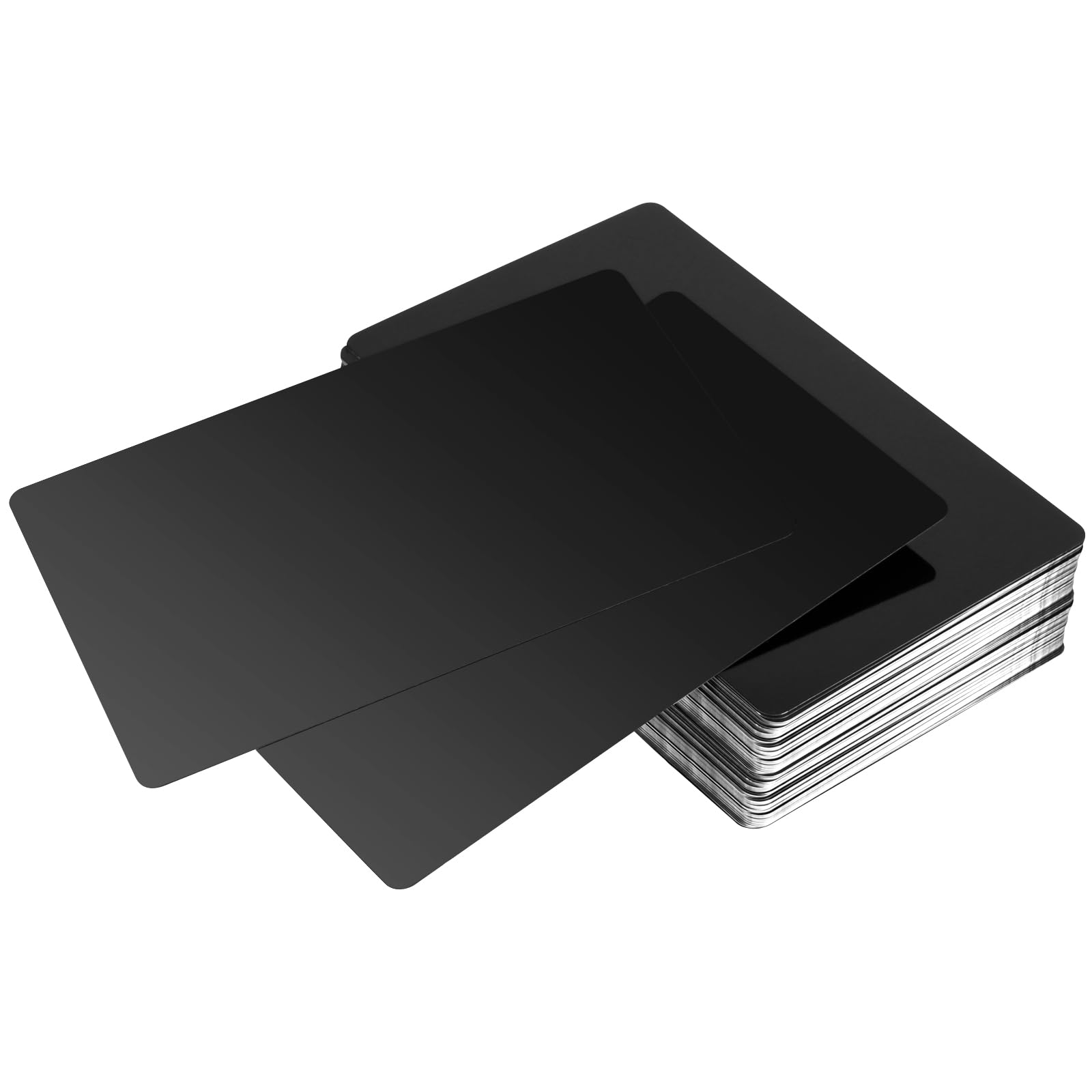 CHEUKYIU, 150 x Black 0.21mm Aluminium Business Cards, 86 x 54 mm, Blanks for Engraving, Home Office DIY Gift Cards